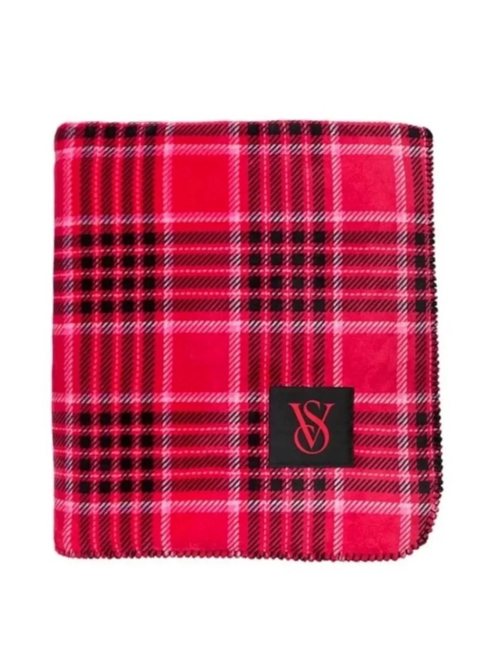 Victoria's Secret Cozy Plush Blanket Plaid Red Black New with tags lounge home